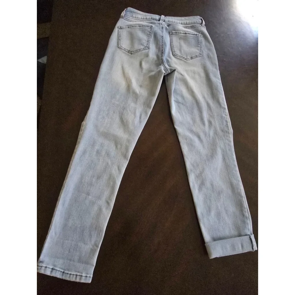 BY REWASH Vintage 90s Grunge Light Blue High Rise Distressed Mom Jeans 26in sz1